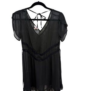 BONGO Black Sheer Mini Dress with Tie Back